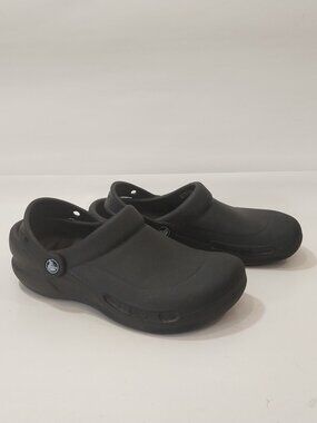 Crocs Clogs Black Mens 6 Womens 7 at Work Bistro Slip-Resistant 10075 Waterproof